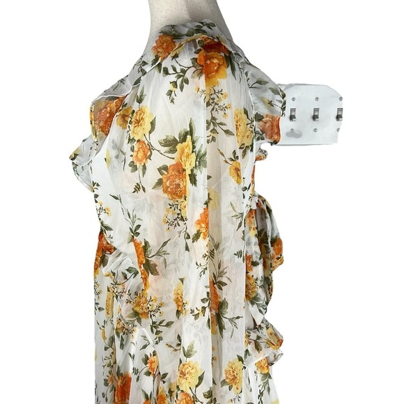 VICI‎ FLORAL LONG SLEEVE CUTOUT BACK CHIFFON BABYDOLL DRESS NWT WOMEN'S MEDIUM - Picture 7 of 16